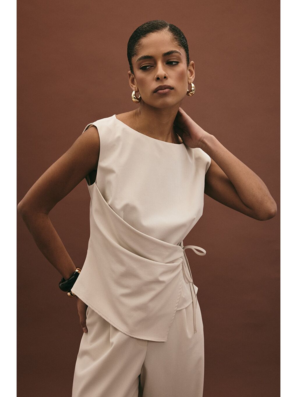 Bej Lena Bluz - Taş-1