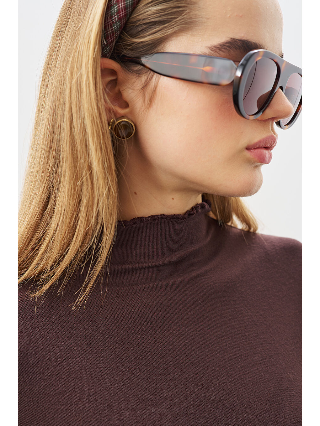 Kahverengi Balıkçı Yaka Bluz Acı Kahve-2