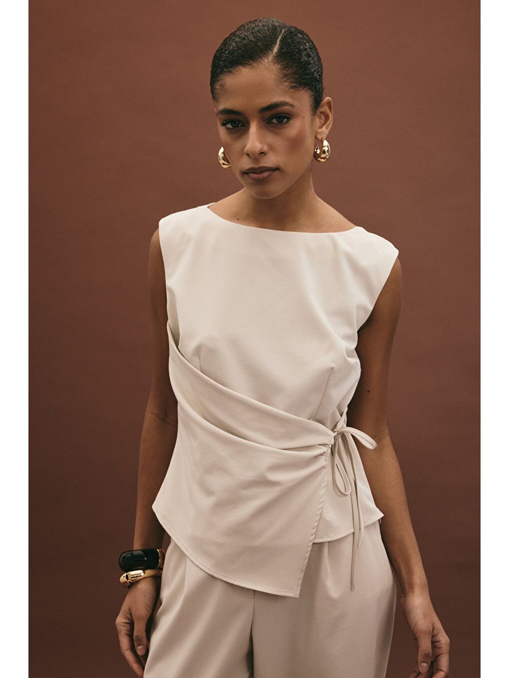 Bej Lena Bluz - Taş-2