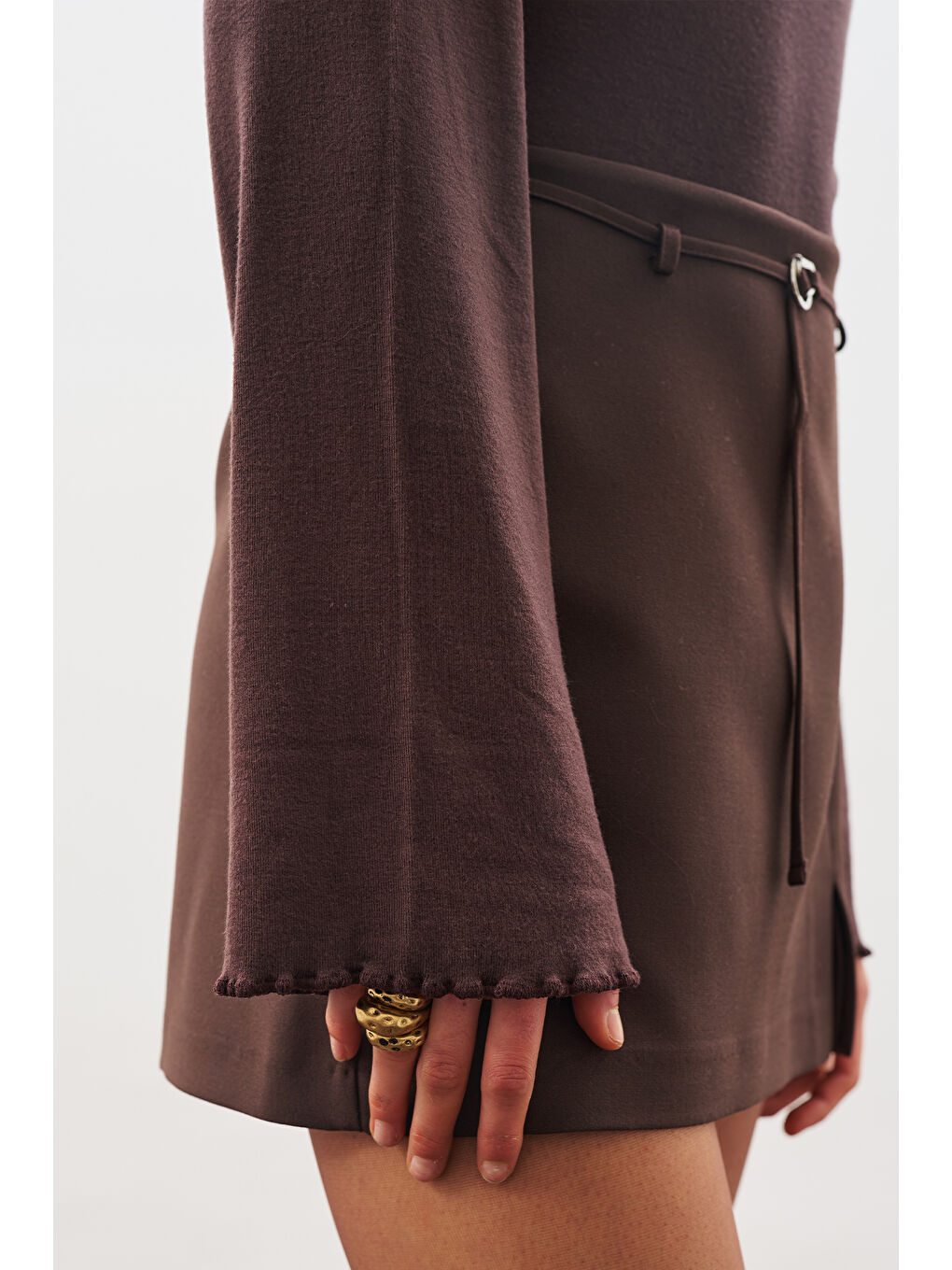 Kahverengi Balıkçı Yaka Bluz Acı Kahve-3