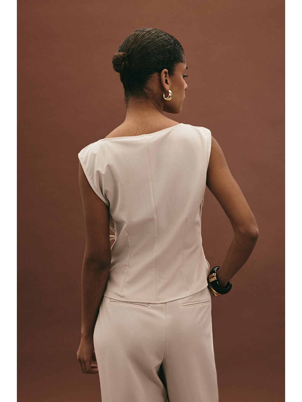 Bej Lena Bluz - Taş-6