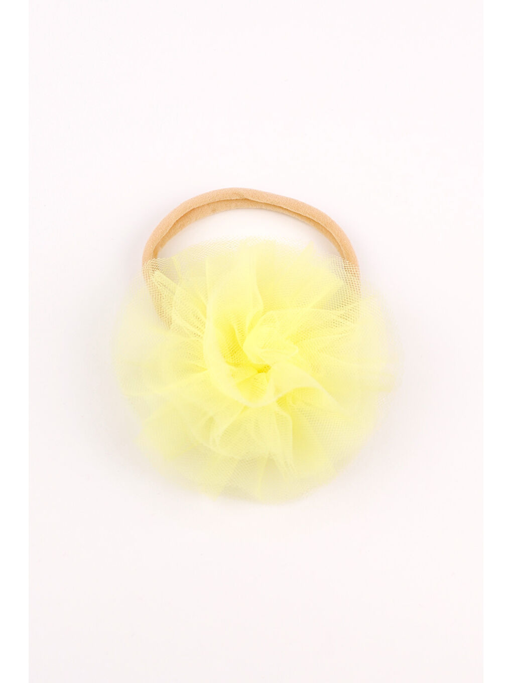 Sarı  Tül Çiçek Kız Çocuk Saç Bandı-1