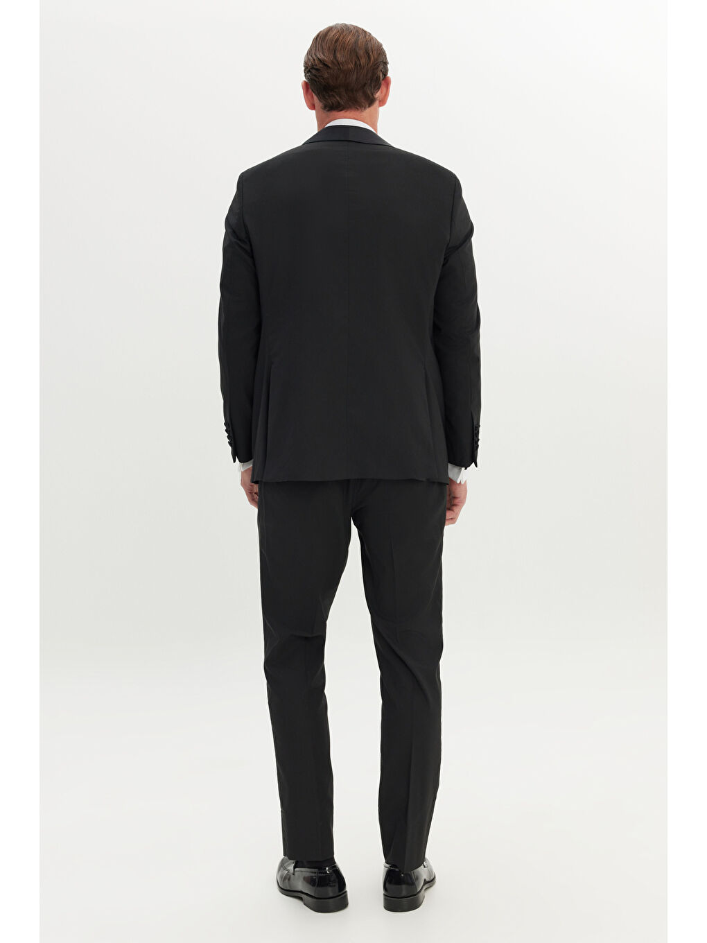Erkek Siyah Regular Fit Geniş Kesim Kırlangıç Yaka Yünlü Smokin Takım-5
