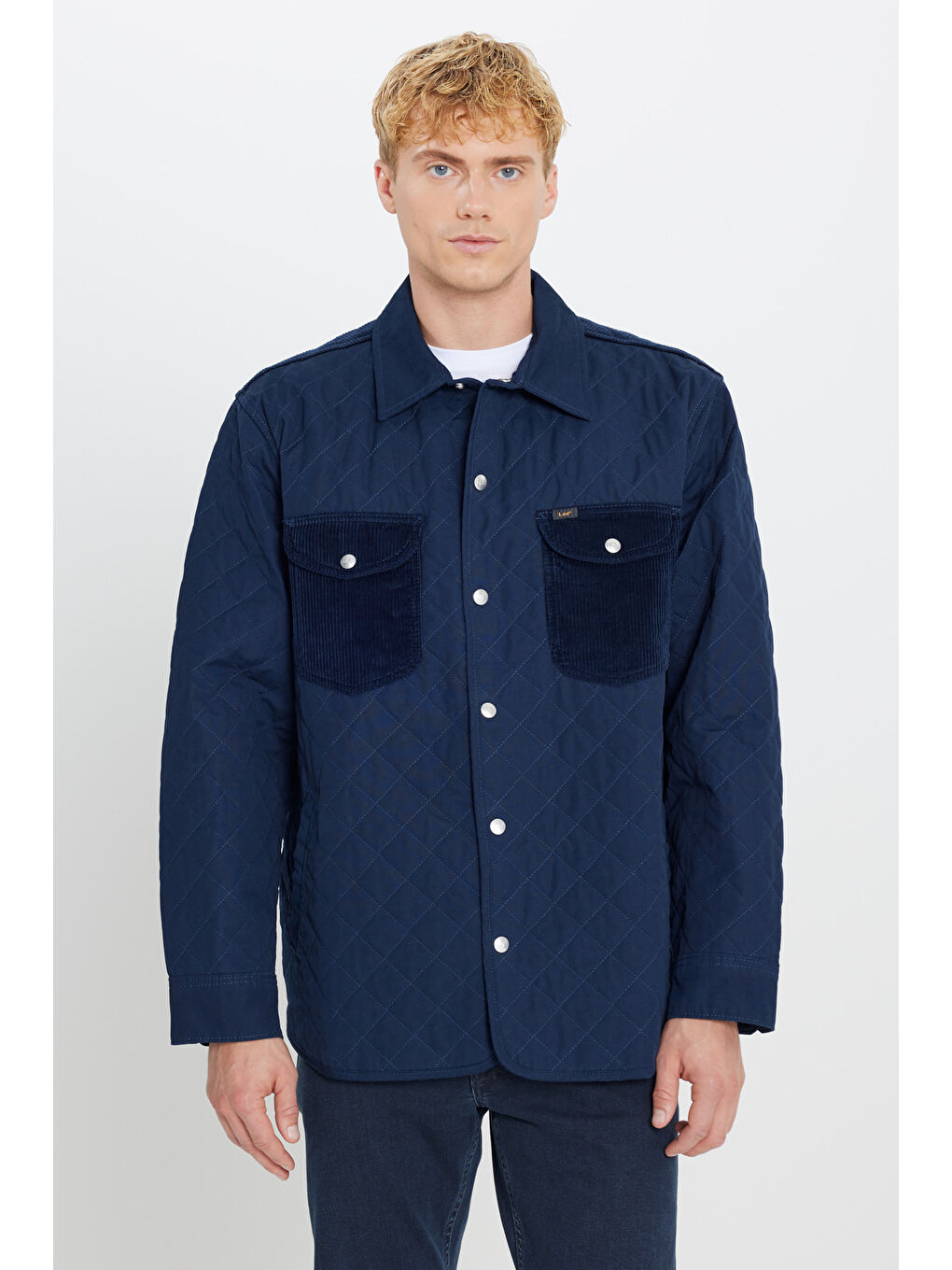 Lacivert %100 Pamuk Regular Fit Normal Kesim Cep Detaylı Ceket Mont-1