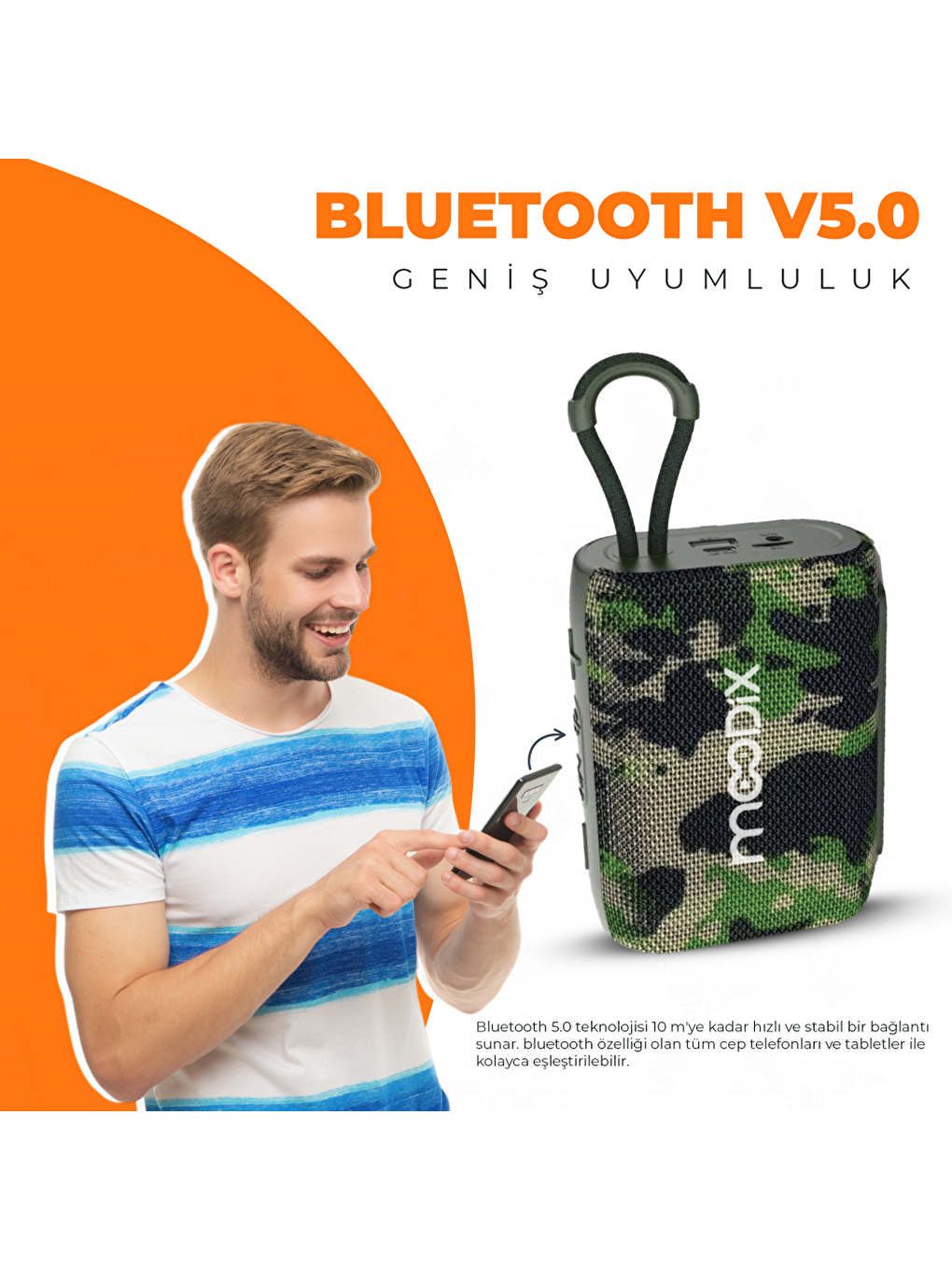 KI23TM02 Bluetooth Hoparlör Kamuflaj 5W-1