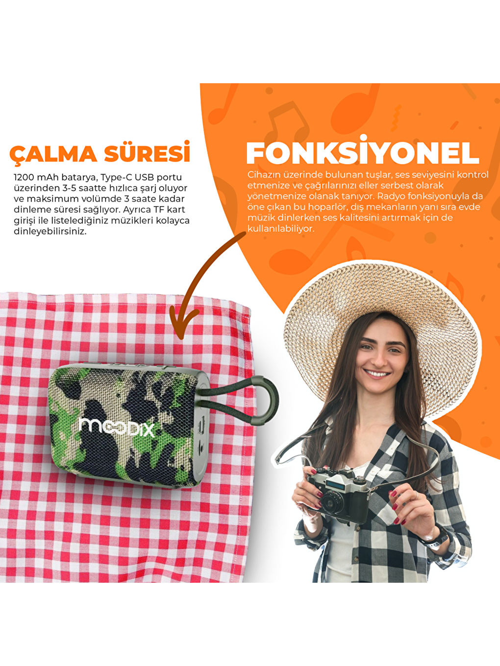 KI23TM02 Bluetooth Hoparlör Kamuflaj 5W-2