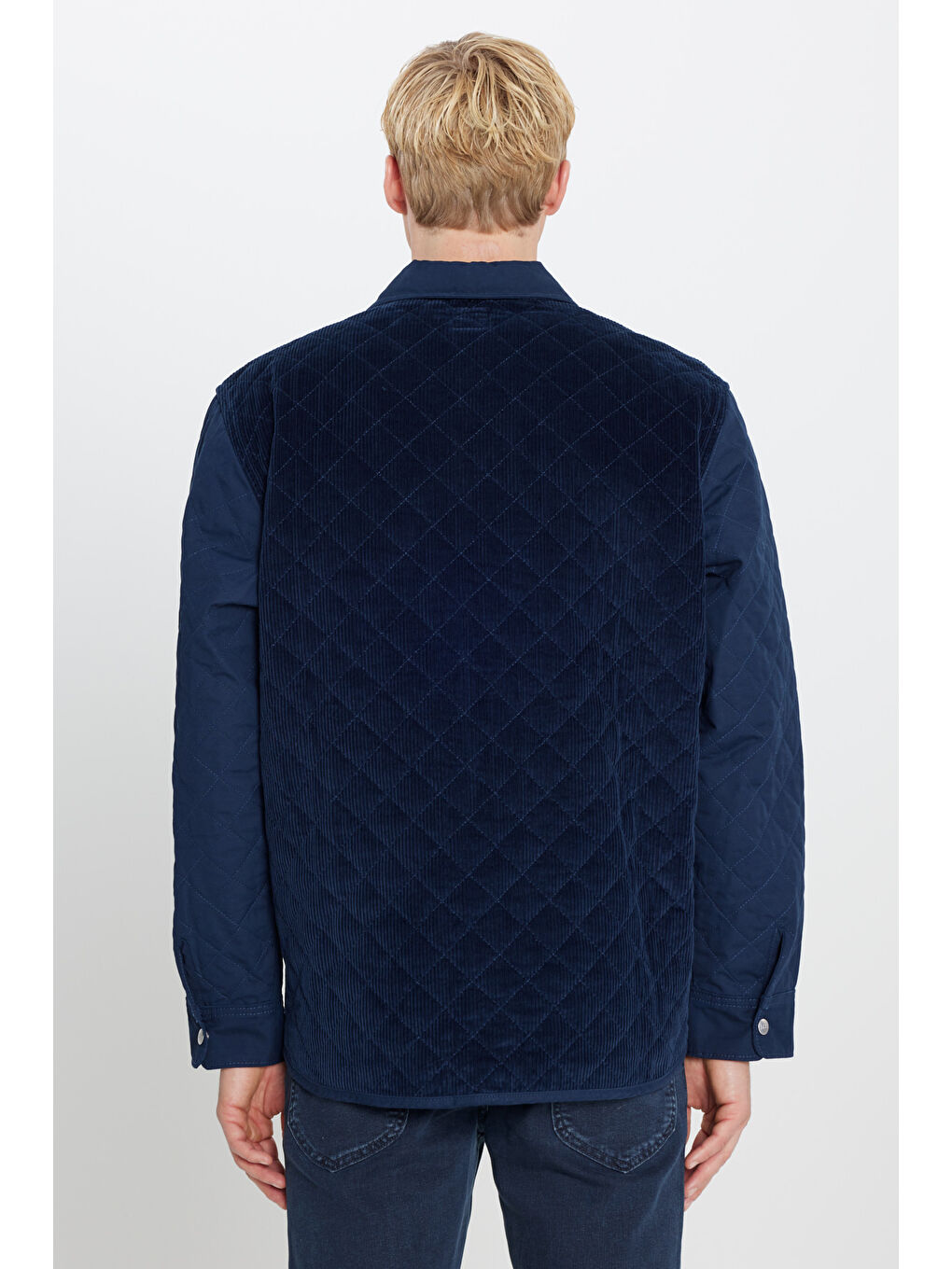 Lacivert %100 Pamuk Regular Fit Normal Kesim Cep Detaylı Ceket Mont-4
