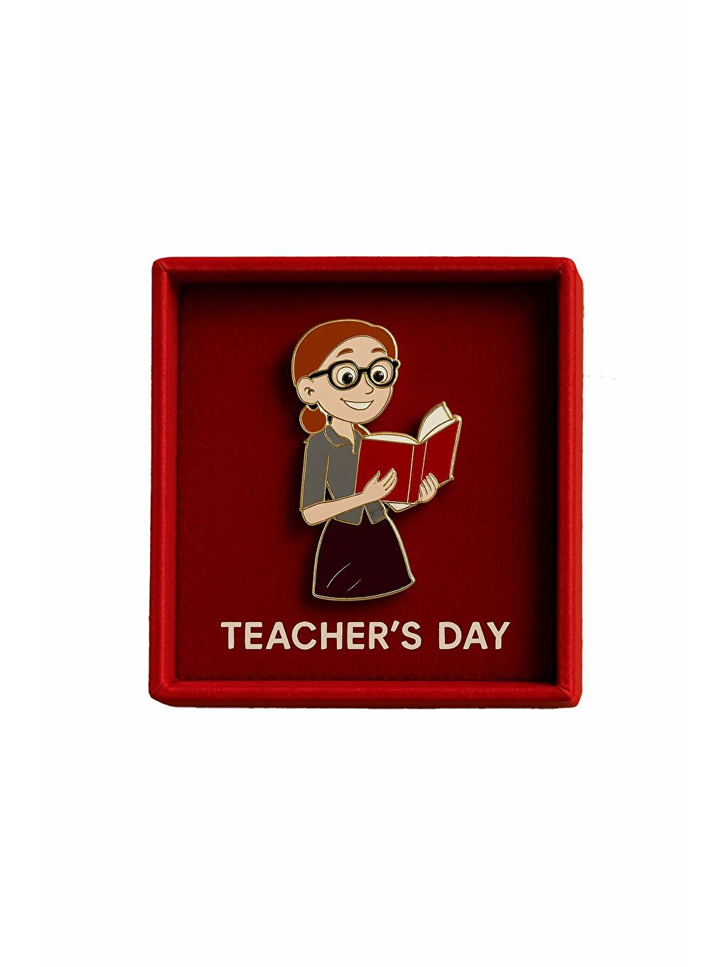 Sarı Öğretmen Mineli Yaka İğnesi Broş-2