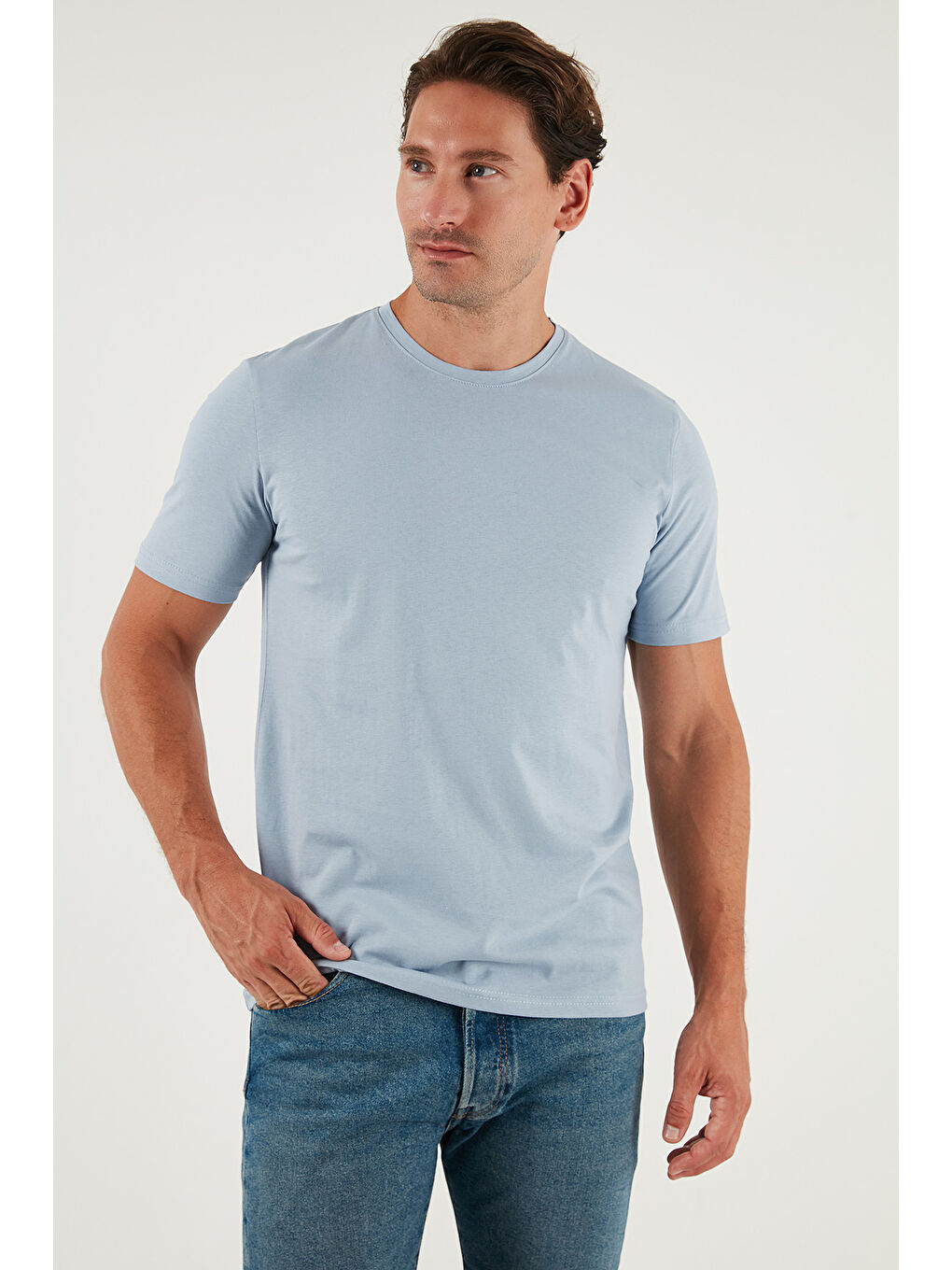 Mavi Pamuklu Regular Fit Bisiklet Yaka %100 Pamuk Tişört 59020204-4