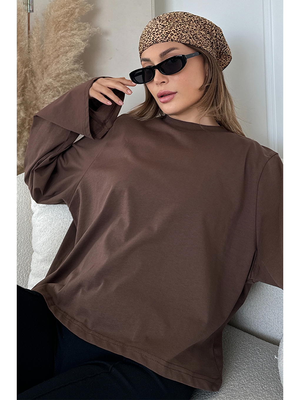 Geniş Kol Oversize 2'Li Paket T-Shirt 965 Bej/Kahverengi-7