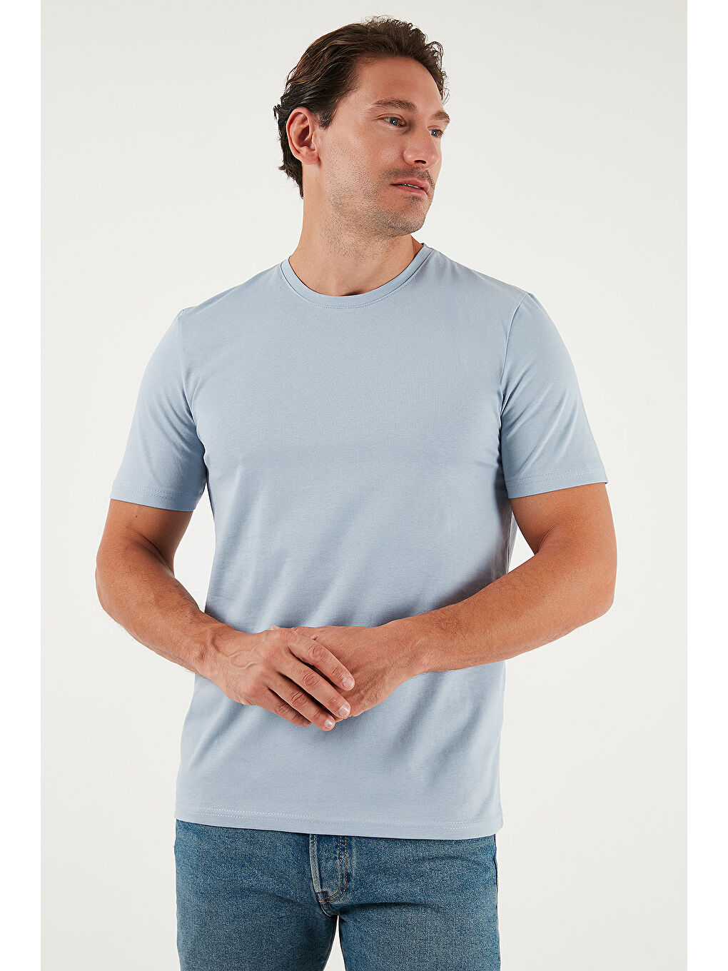 Mavi Pamuklu Regular Fit Bisiklet Yaka %100 Pamuk Tişört 59020204-5