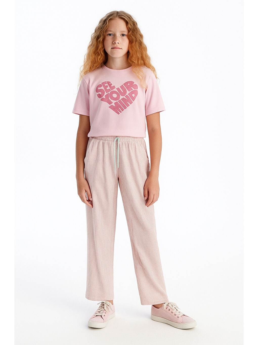 Pembe Kız Çocuk Basic Waffle Kumaş Suyolu Mevsimlik Tek Alt Ak2515-1