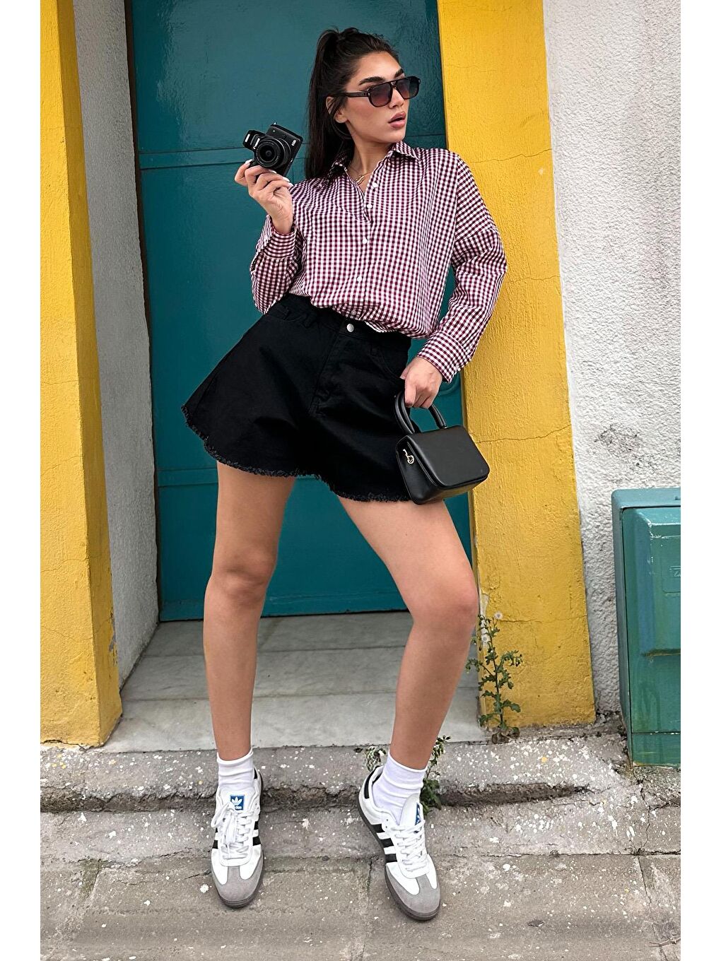 Bordo Pötikareli Uzun Kollu Kadın Gömlek Mg2386-3