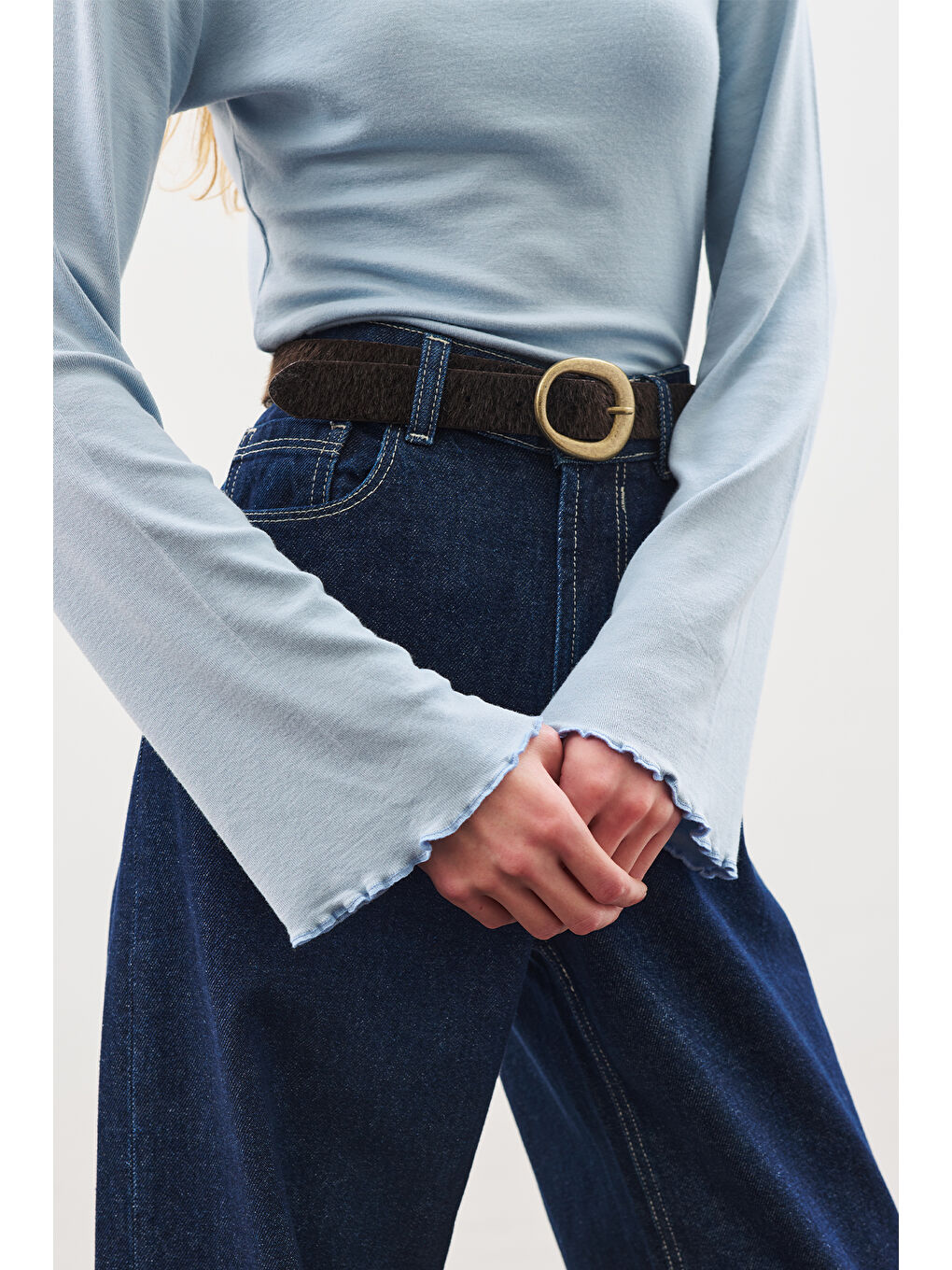 Balıkçı Yaka Bluz Mavi-3