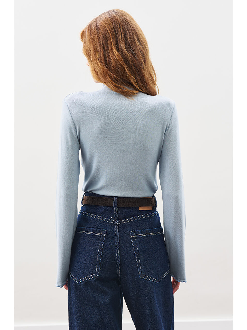 Balıkçı Yaka Bluz Mavi-4