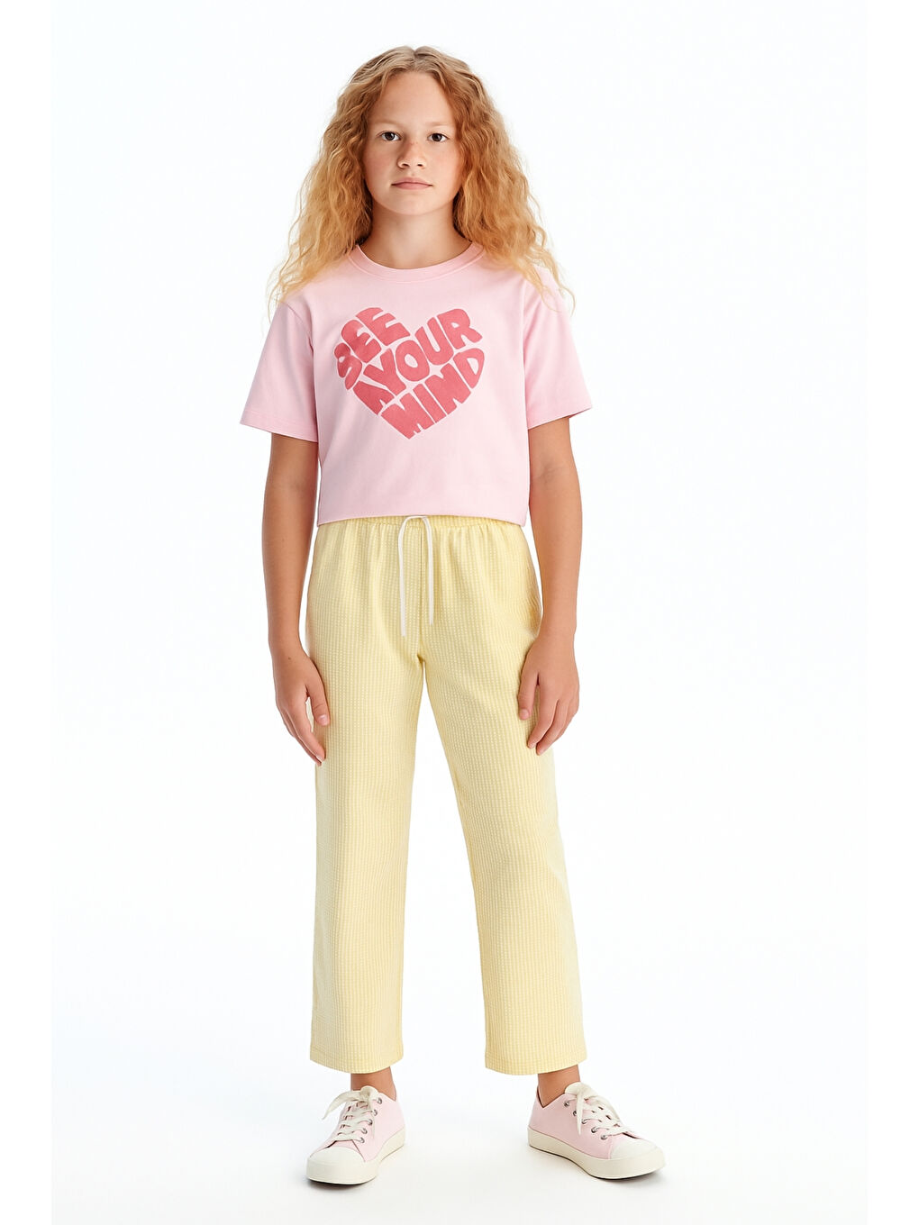 Sarı Kız Çocuk Basic Waffle Kumaş Suyolu Mevsimlik Tek Alt Ak2515-1