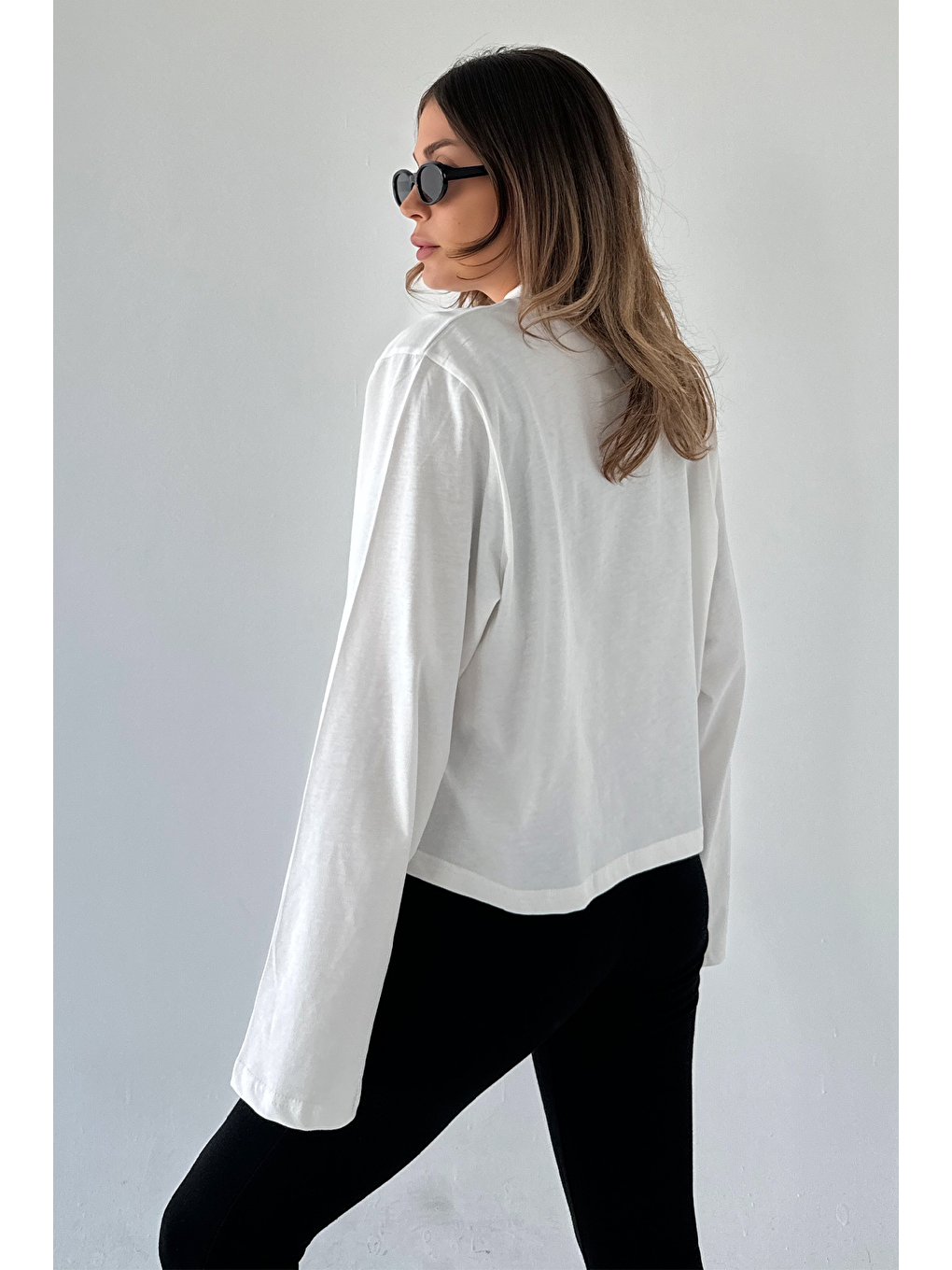 Lila Geniş Kol Oversize 2'Li Paket T-Shirt 965 İndigo/Ekru-3