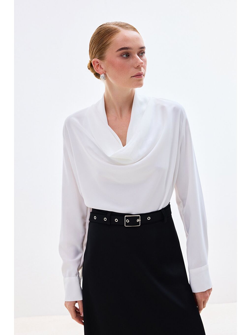 Degaje Yaka Bluz - Ekru-1