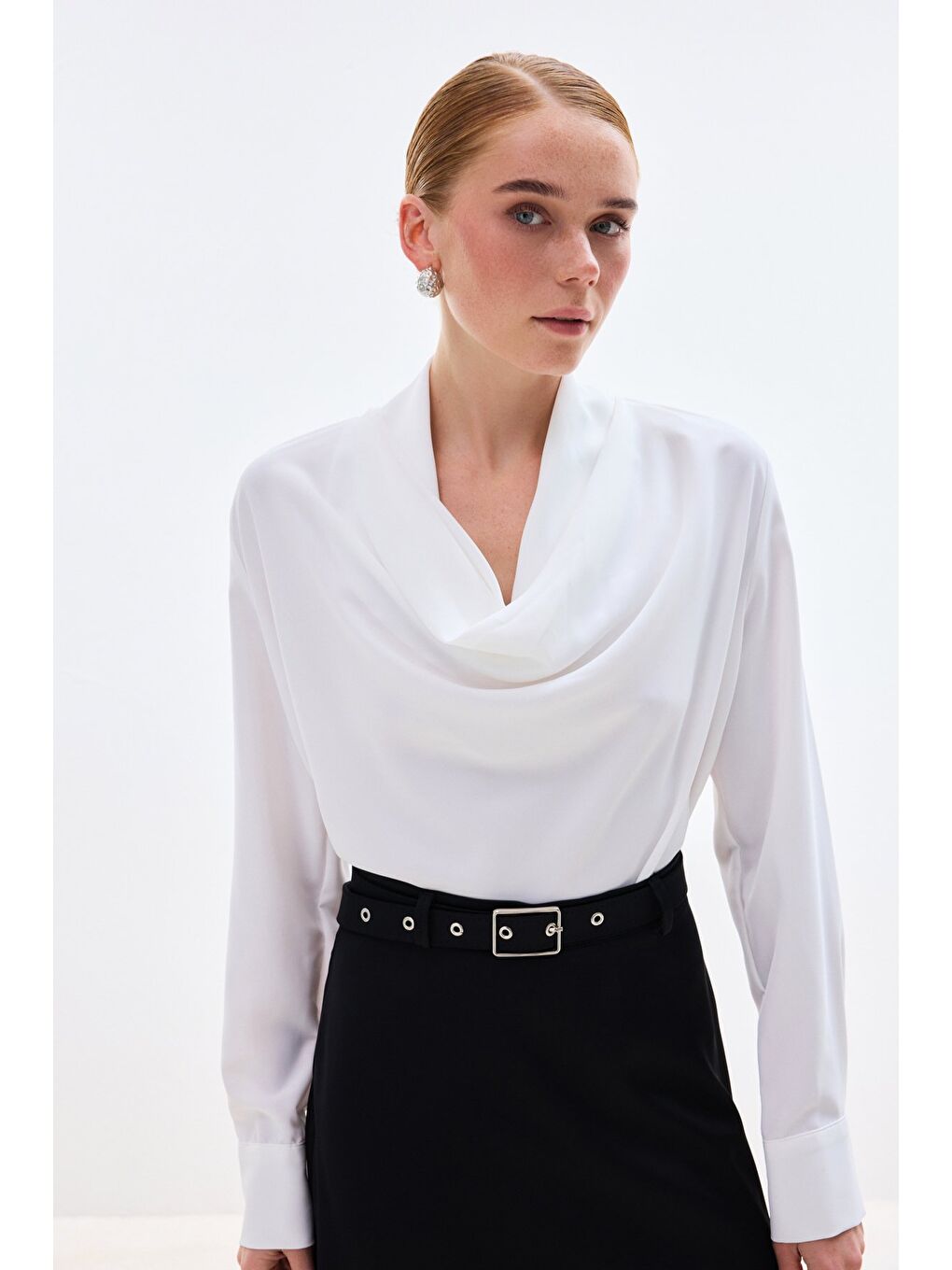 Degaje Yaka Bluz - Ekru-2