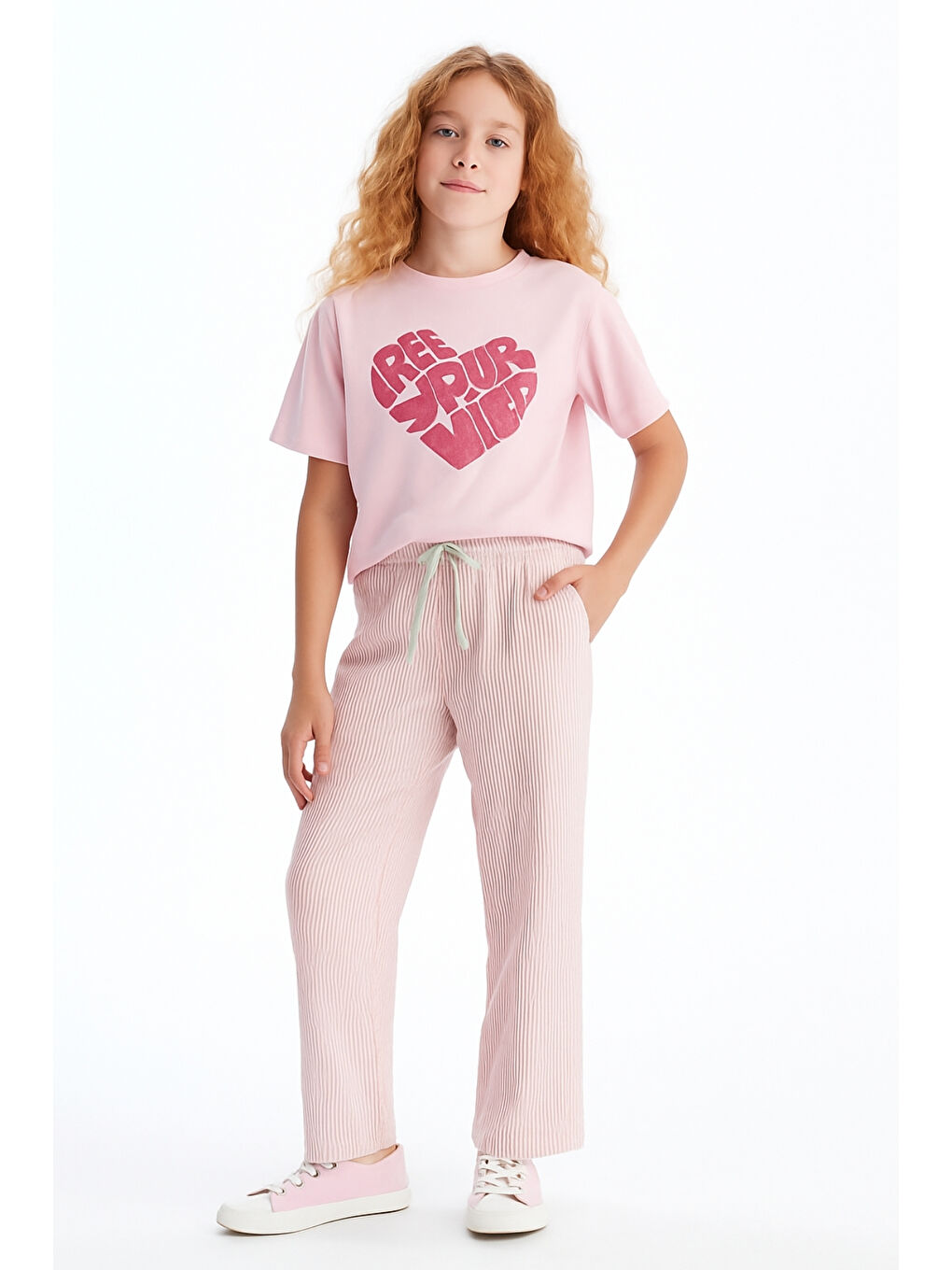 Pembe Kız Çocuk Basic Waffle Kumaş Suyolu Mevsimlik Tek Alt Ak2515-1-1