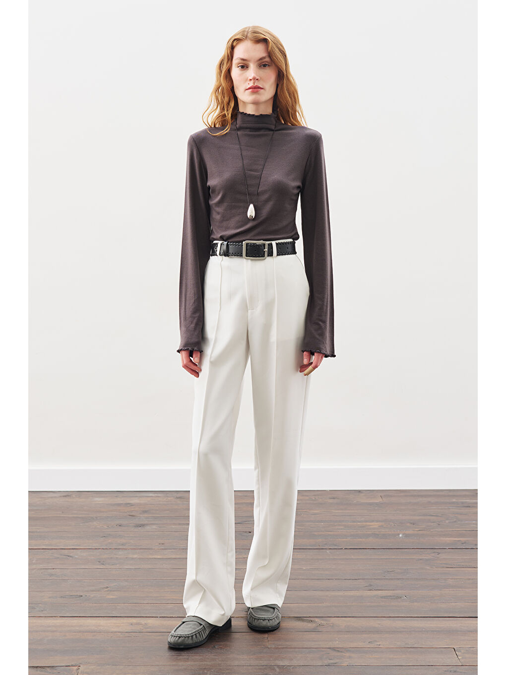 Balıkçı Yaka Bluz Antrasit