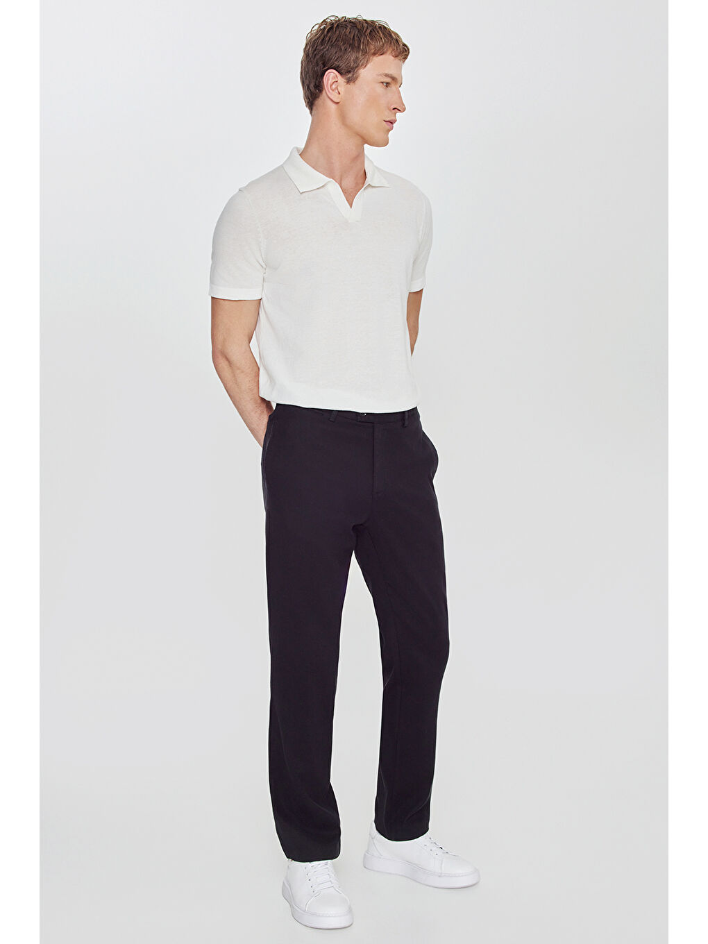 Erkek Siyah Regular Fit Normal Kesim Yan Cepli Armürlü Casual Pantolon-2