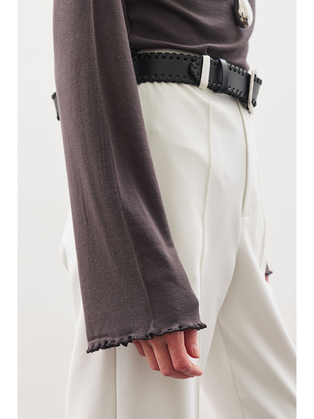 Balıkçı Yaka Bluz Antrasit-3