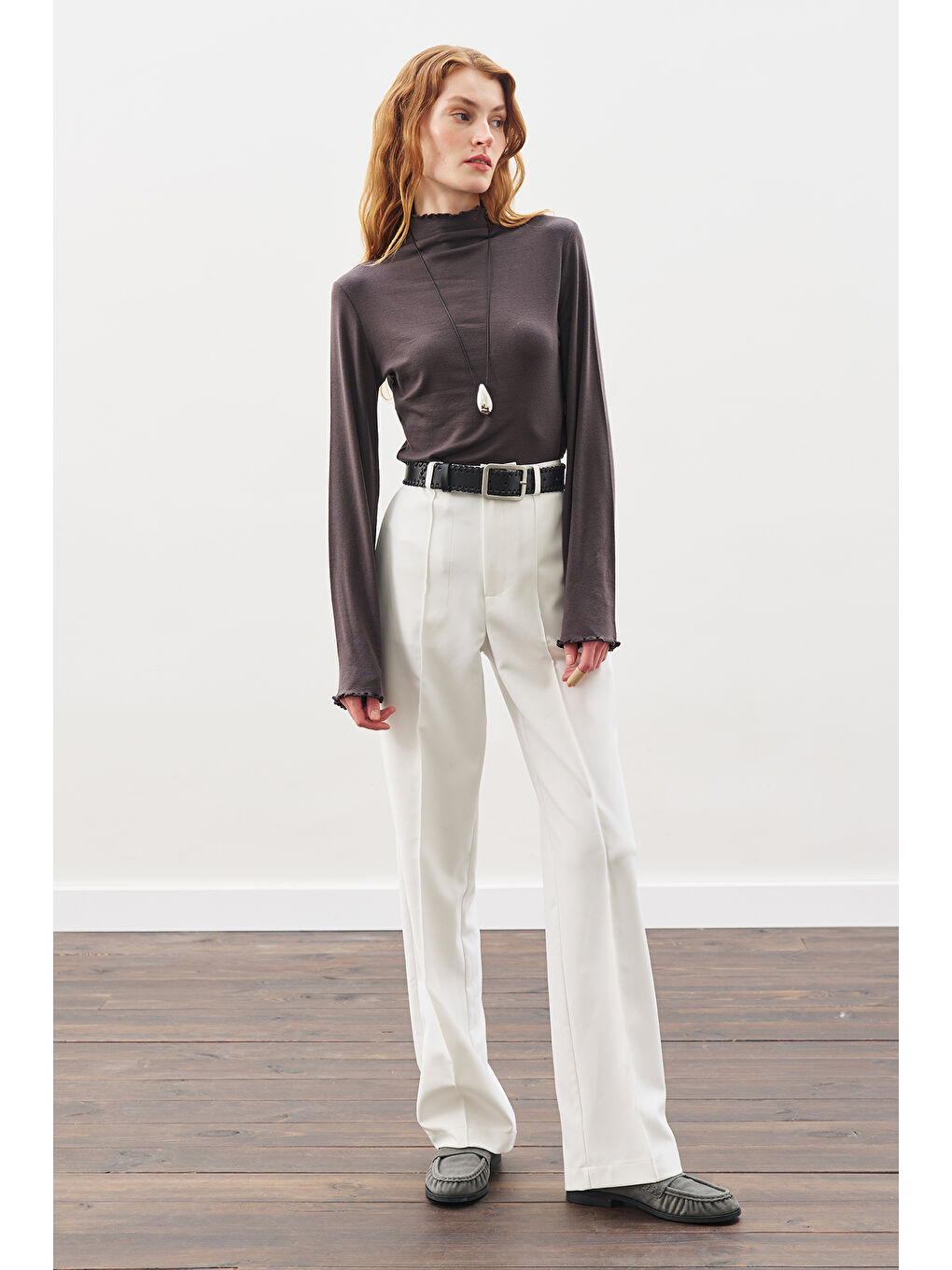 Balıkçı Yaka Bluz Antrasit-4