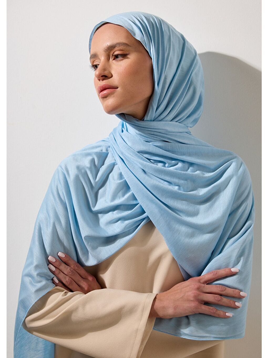 Tesettür Şal - Bebe Mavi Visko-2