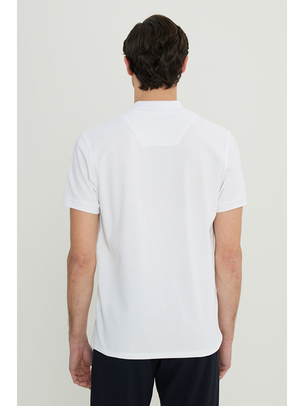 Erkek Beyaz Pamuklu Slim Fit Dar Kesim Polo Yaka Esnek Tişört-4