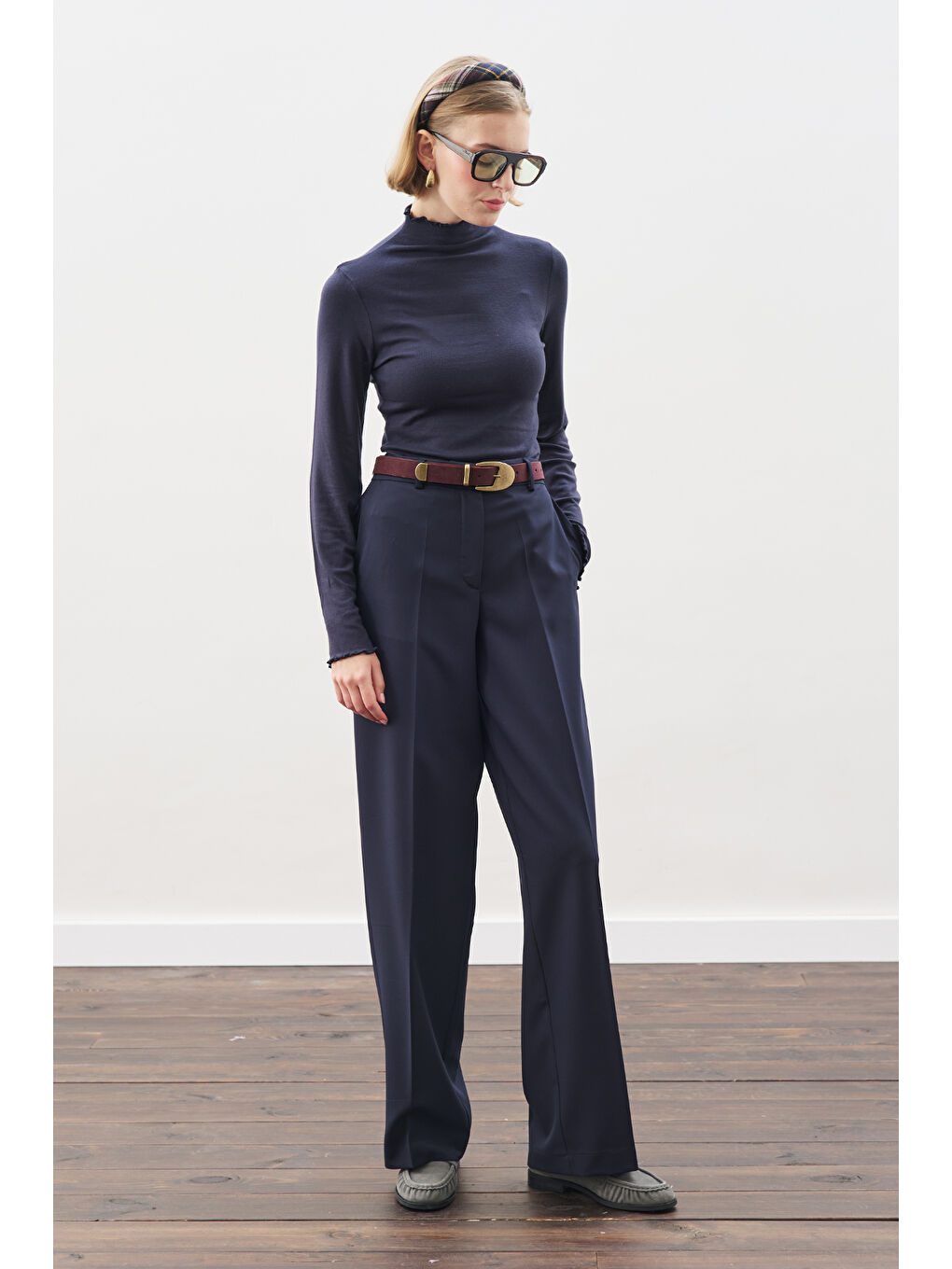 Balıkçı Yaka Bluz Lacivert-2