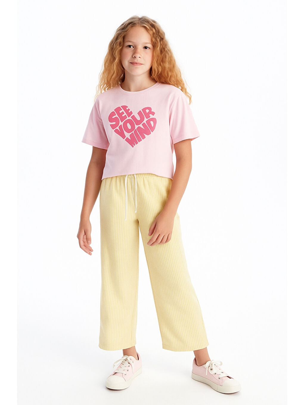 Sarı Kız Çocuk Basic Waffle Kumaş Suyolu Mevsimlik Tek Alt Ak2515-1-1