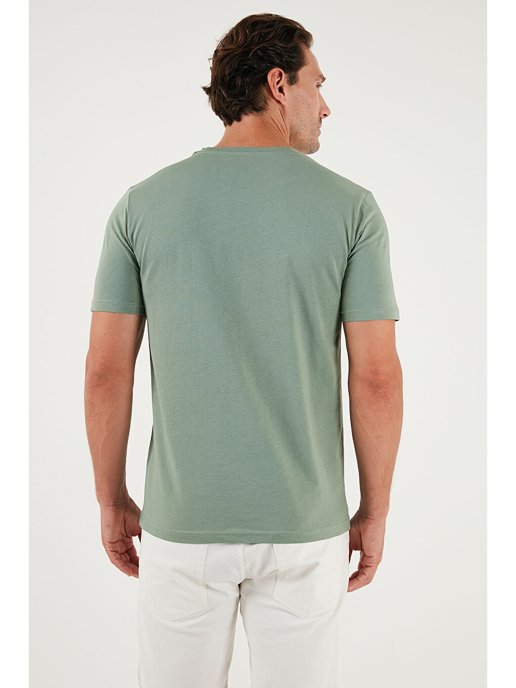 Yeşil Pamuklu Baskılı Regular Fit Bisiklet Yaka %100 Pamuk Tişört 59020205-6