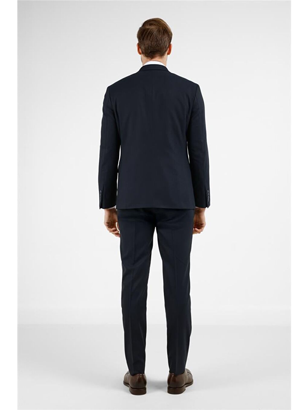 Lacivert Mono Yaka Kazayağı Desen 6 Drop Slim Fit Takım Elbise 1001255173-1