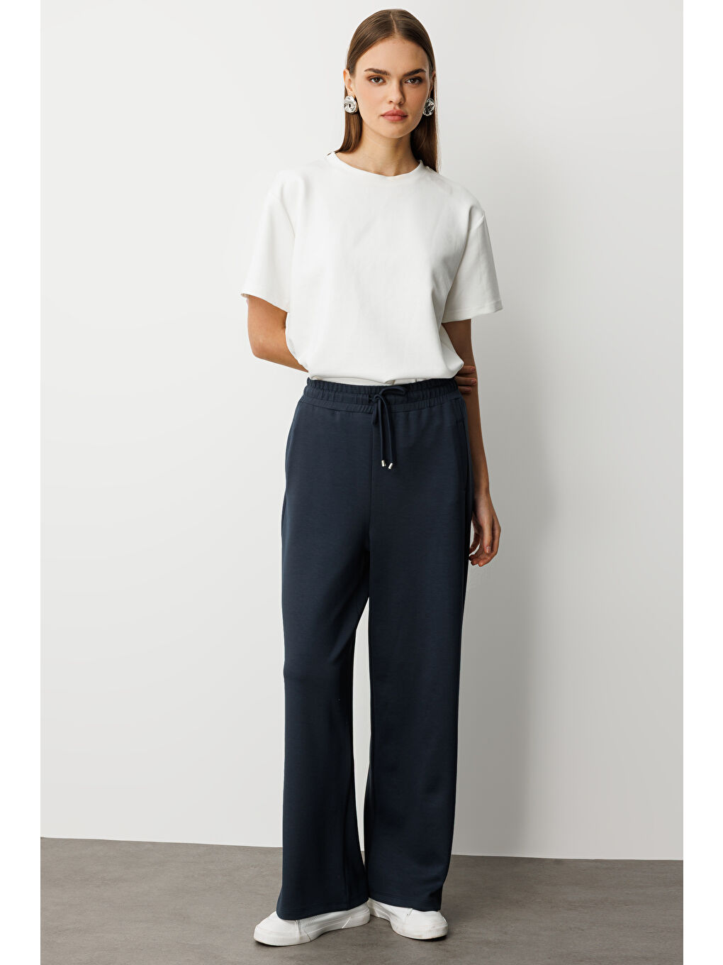 Beli Lastikli Yumuşak Dokulu Antrasit Jogger Pantolon-1