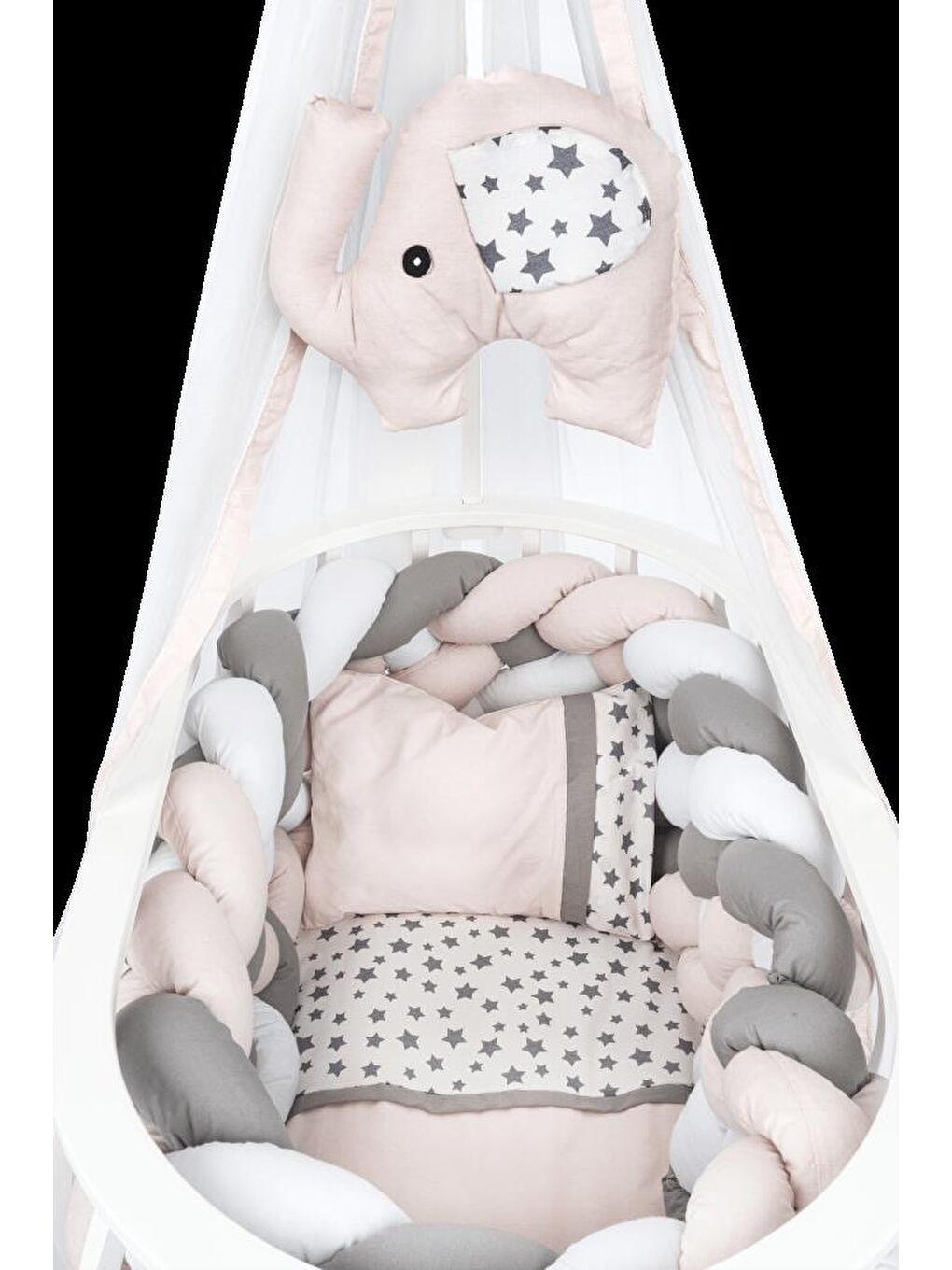 Masal Sepet Beşik Ahşap Beşik Örgülü Uyku Setli Doğal Ahşap Beşik-1