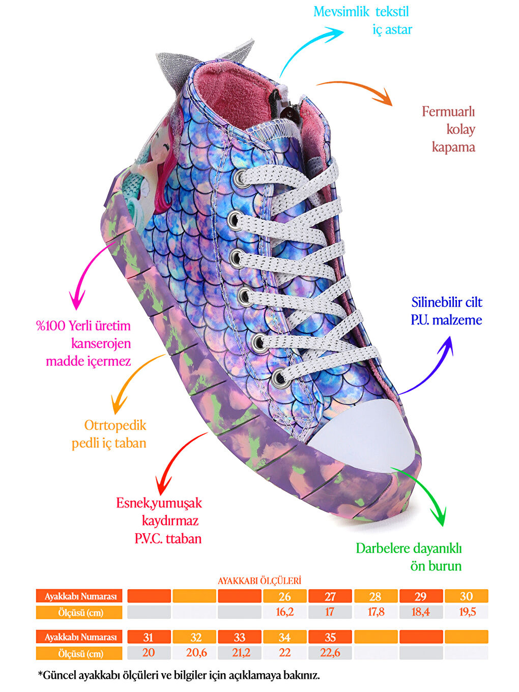 Lila Ruse Deniz Kızı Fermuarlı Kız Çocuk Spor Ayakkabı-1