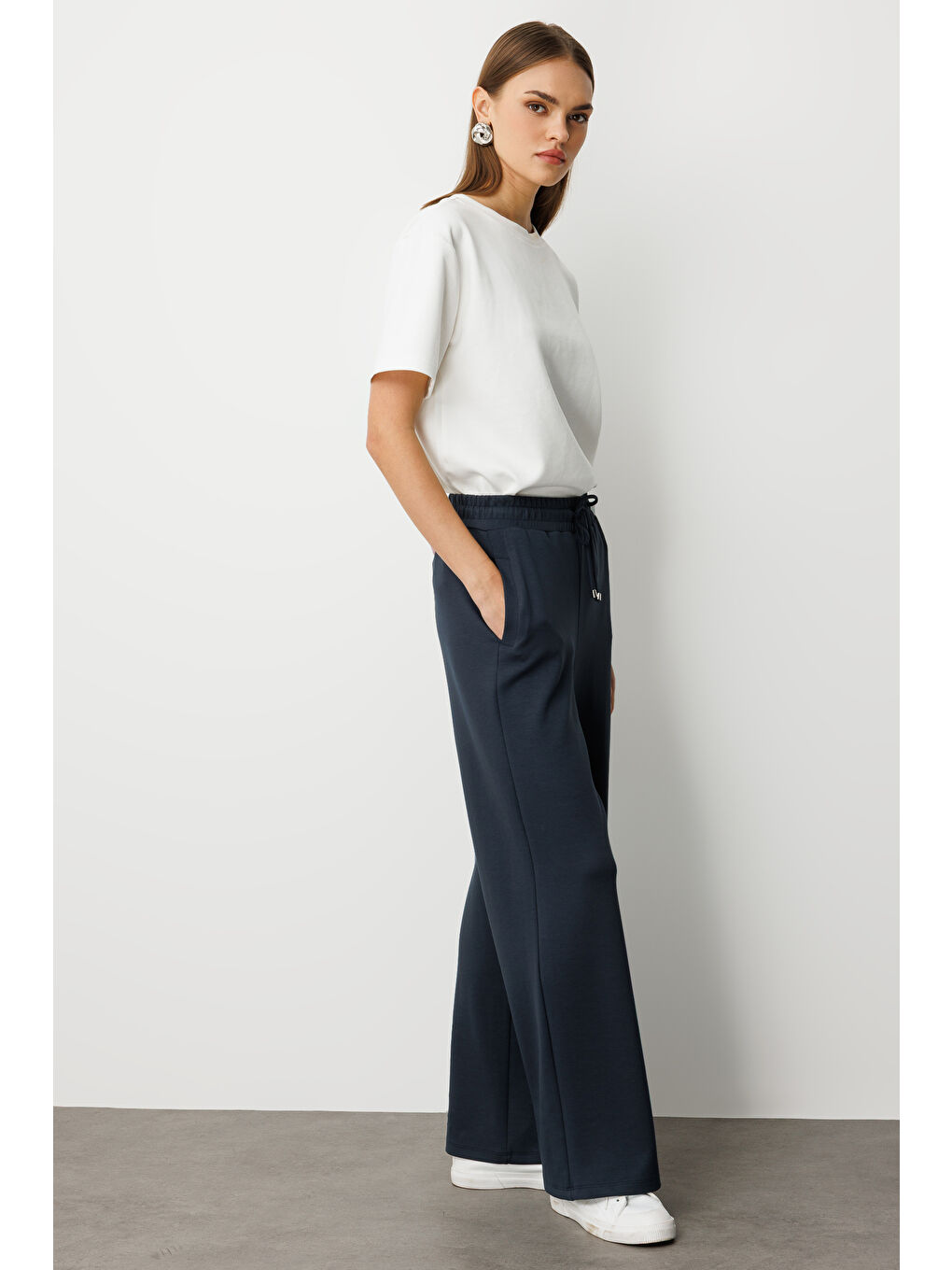 Beli Lastikli Yumuşak Dokulu Antrasit Jogger Pantolon-2