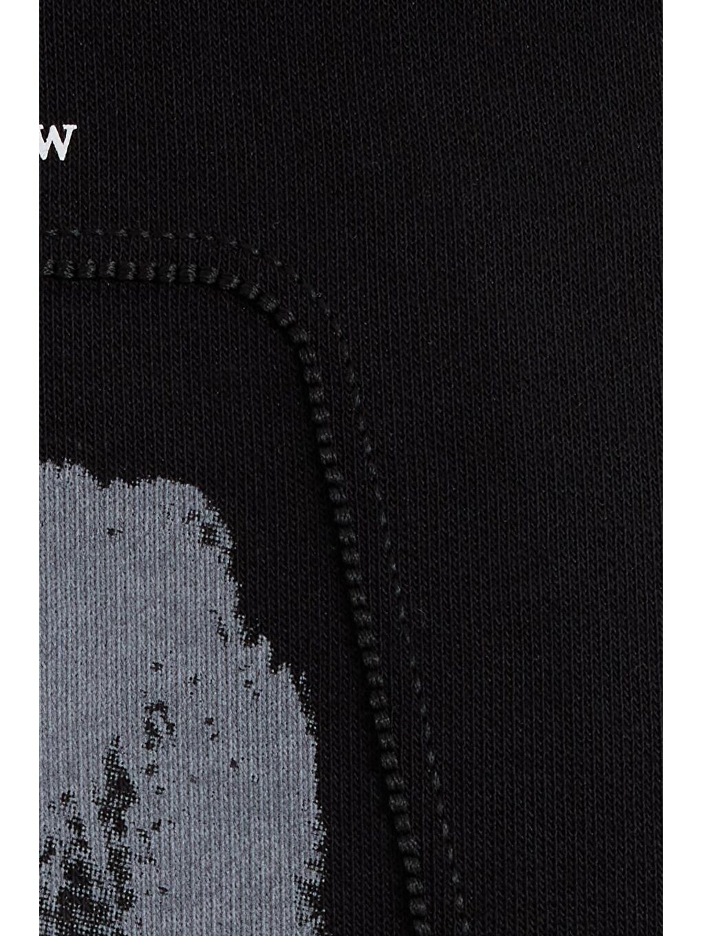 Unisex Relax Fit Rahat Kesim Pamuklu Yumuşak Dokulu Bisklet Yaka İç Polarlı Baskılı Siyah Sweatshirt-5