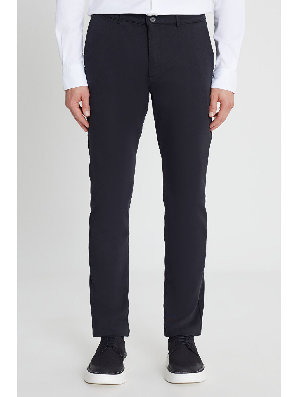 Erkek Siyah Pamuklu Slim Fit Dar Kesim Yan Cep Casual Pantolon