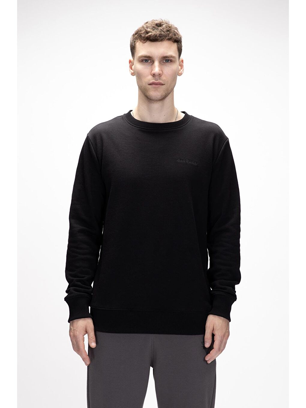 Siyah Inner King Size Si̇yah Crewneck Erkek Sweatshirt