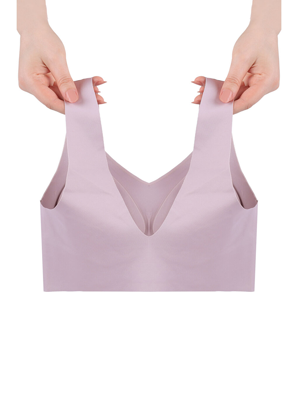 Pembe Balensiz Lazer Dikişsiz Çıkarılabilir Pedli Kalın Askılı Görünmez Sütyen-1
