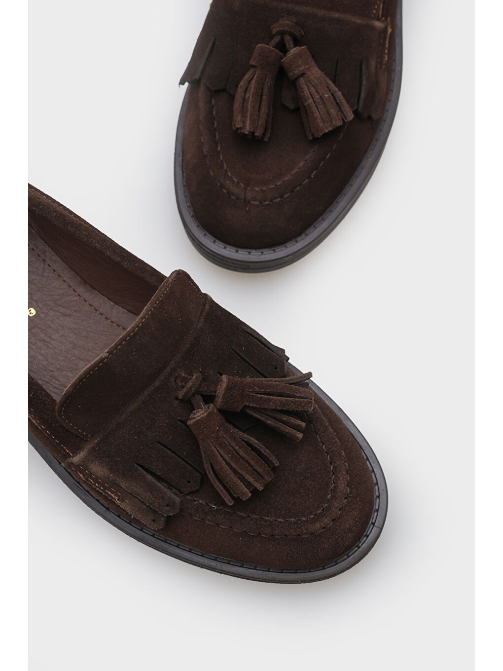 Kahverengi Tish Kadın Hakiki Süet Deri Loafer-3