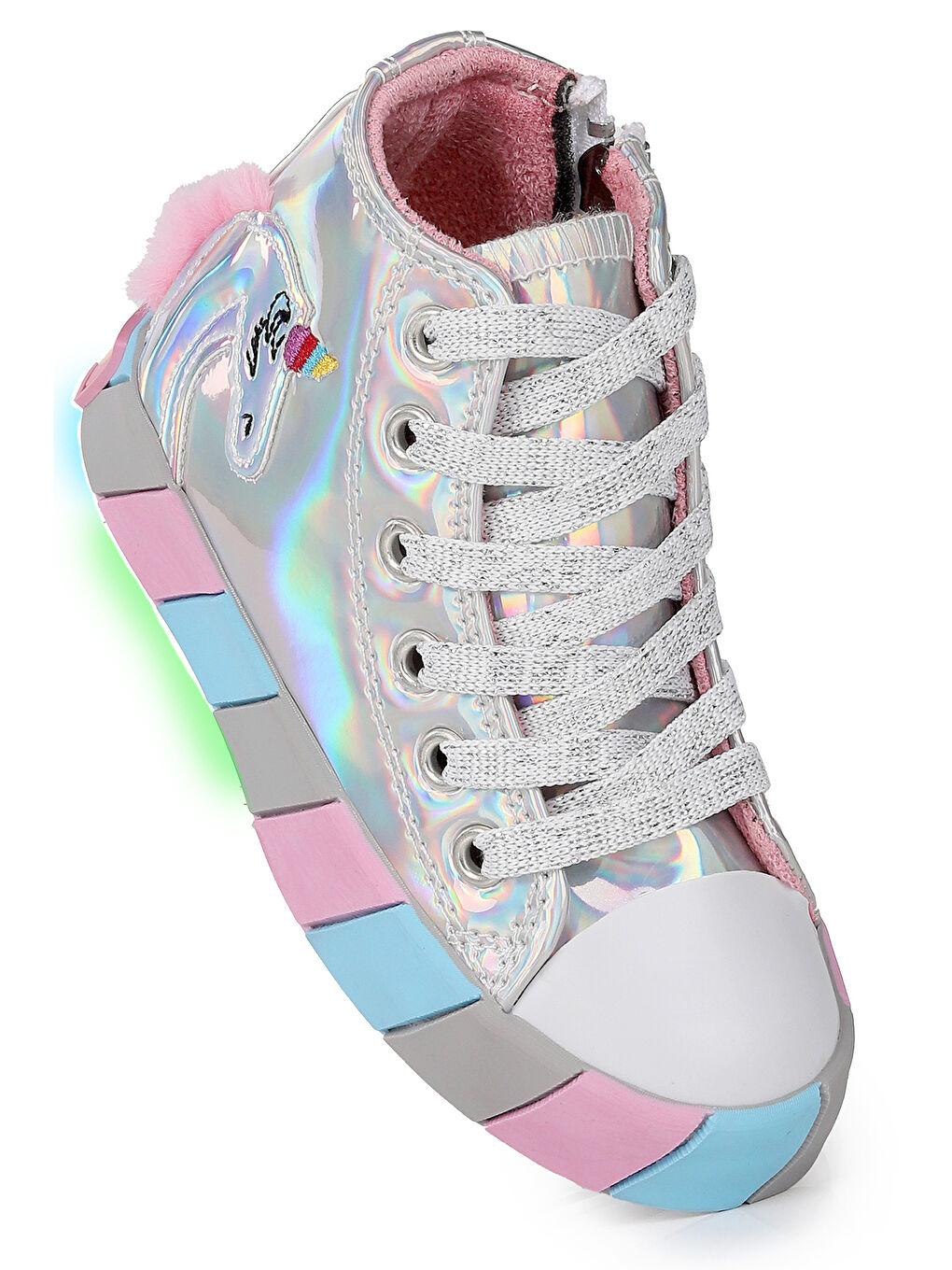 Gri Fermuarlı Işıklı Kız Çocuk Spor Ayakkabı