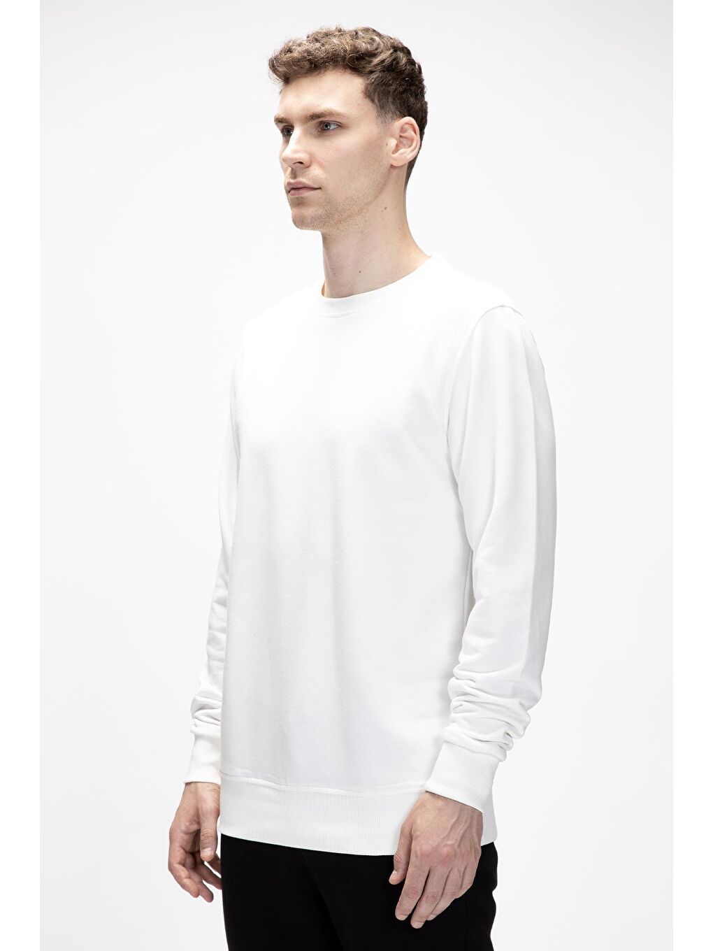 Corner King Size Beyaz Crewneck Erkek Sweatshirt-1