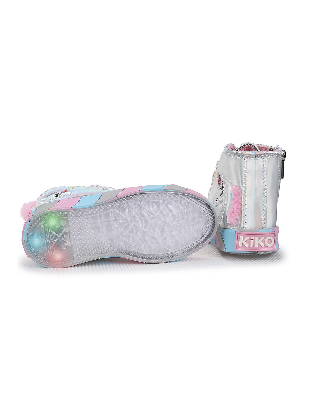 Gri Fermuarlı Işıklı Kız Bebek Spor Ayakkabı-4