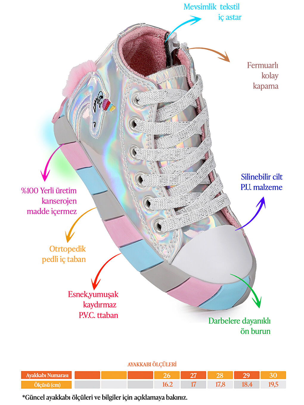 Gri Fermuarlı Işıklı Kız Çocuk Spor Ayakkabı-1