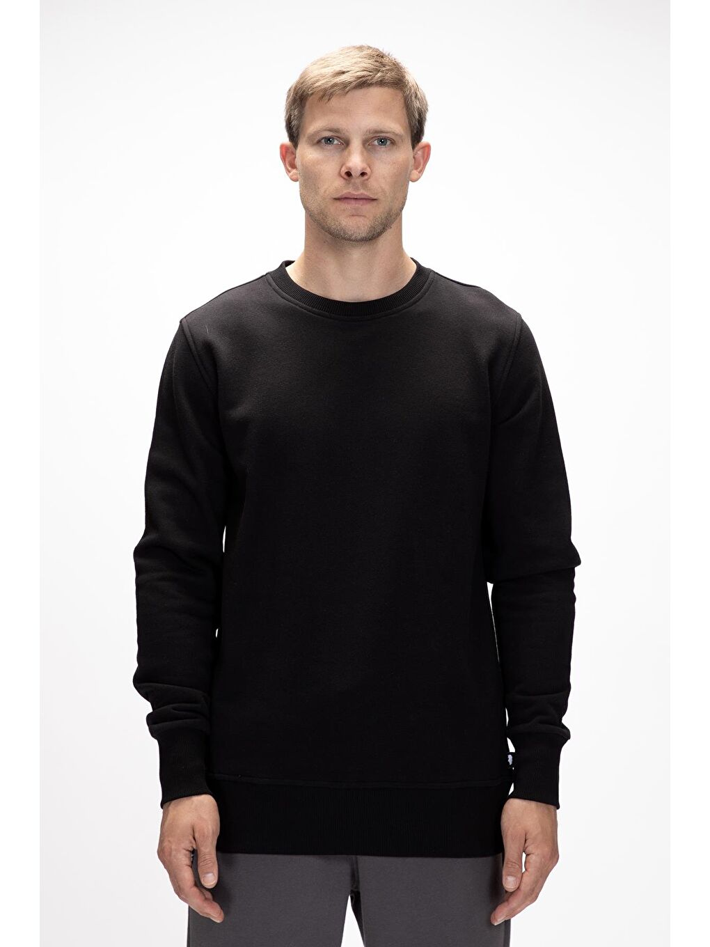 Siyah Corner King Size Si̇yah Crewneck Erkek Sweatshirt