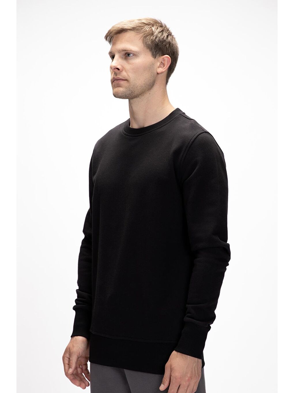 Siyah Corner King Size Si̇yah Crewneck Erkek Sweatshirt-1