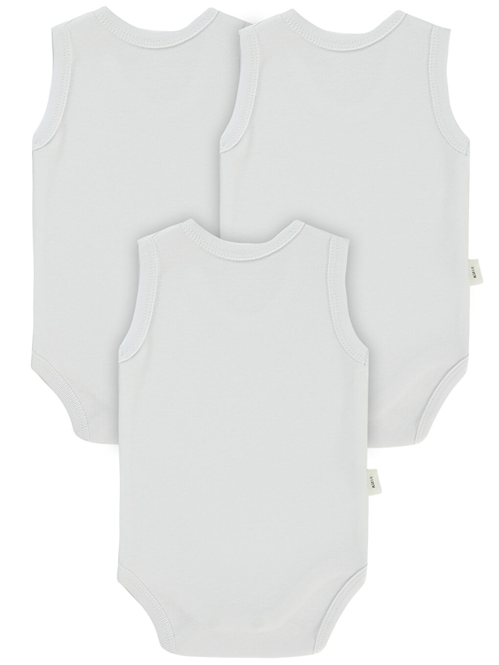 Baby Bebek 3'lü Çıtçıtlı Badi 6-9 Ay Beyaz-1